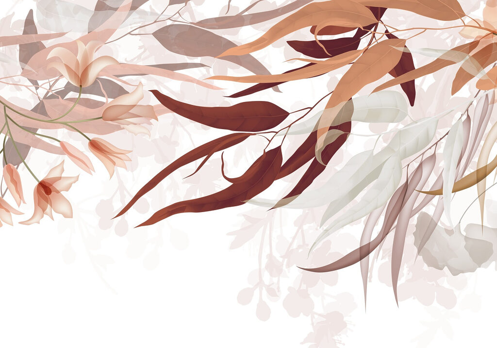 Des feuilles et des fleurs délicates s'entrelacent Des feuilles et des fleurs délicates s'entrelacent