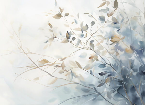 Peinture d'une branche d'arbre avec des feuilles Peinture d'une branche d'arbre avec des feuilles