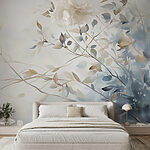 Papier peint Peinture d'une branche d'arbre avec des feuilles