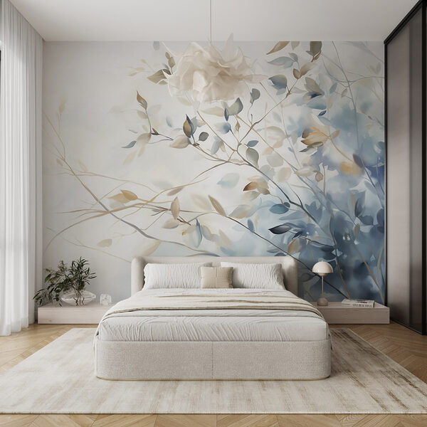 Peinture d'une branche d'arbre avec des feuilles Peinture d'une branche d'arbre avec des feuilles