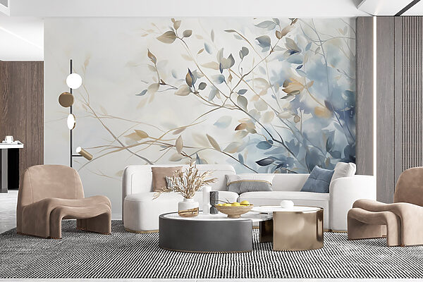 Peinture d'une branche d'arbre avec des feuilles Peinture d'une branche d'arbre avec des feuilles