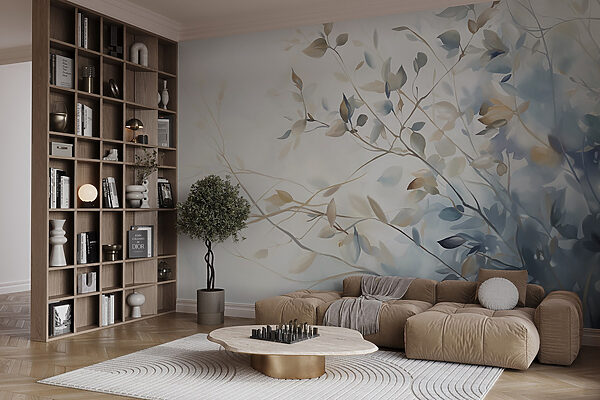 Peinture d'une branche d'arbre avec des feuilles Peinture d'une branche d'arbre avec des feuilles