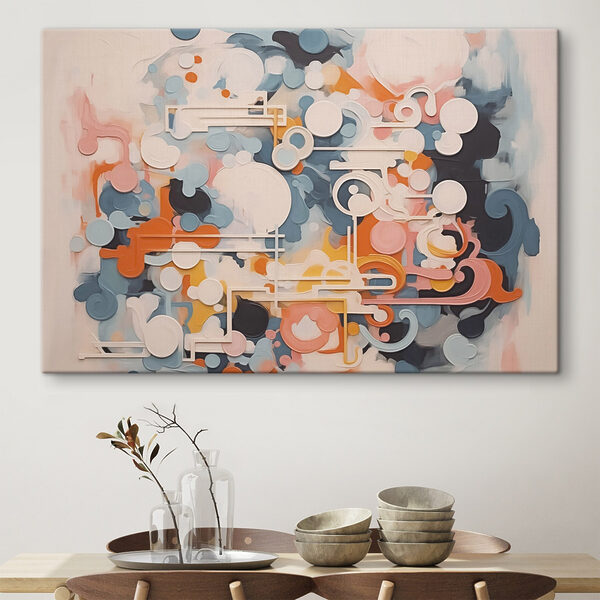 Œuvre d'art colorée avec des lignes et des cercles blancs Œuvre d'art colorée avec des lignes et des cercles blancs