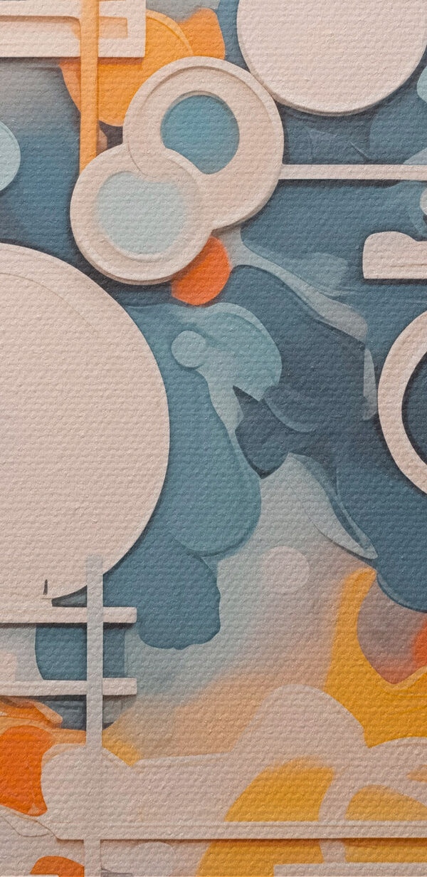 Œuvre d'art colorée avec des lignes et des cercles blancs Œuvre d'art colorée avec des lignes et des cercles blancs