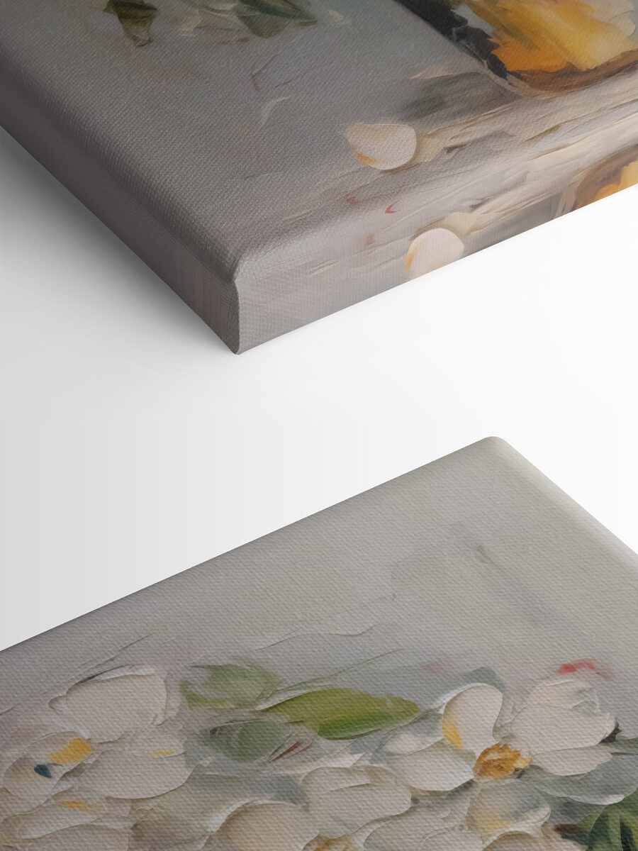 Peinture de fleurs dans un seau