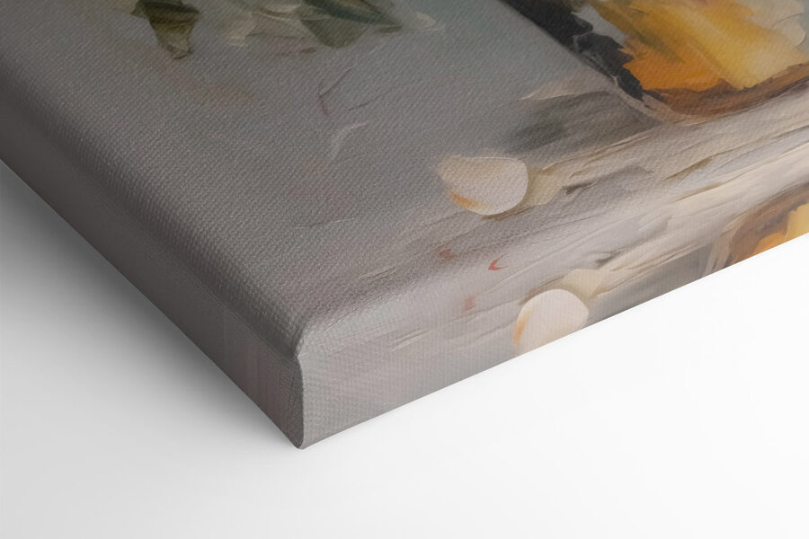 Peinture de fleurs dans un seau