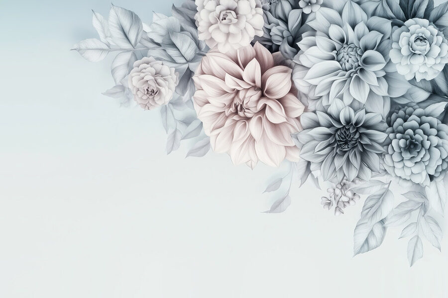 Groupe de fleurs avec feuilles