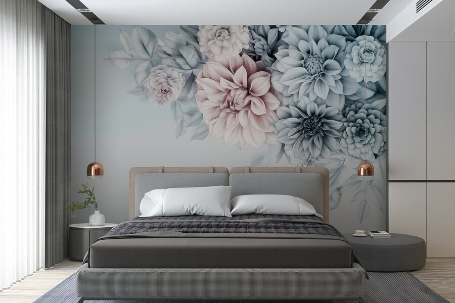 Groupe de fleurs avec feuilles