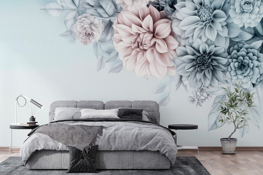 Groupe de fleurs avec feuilles