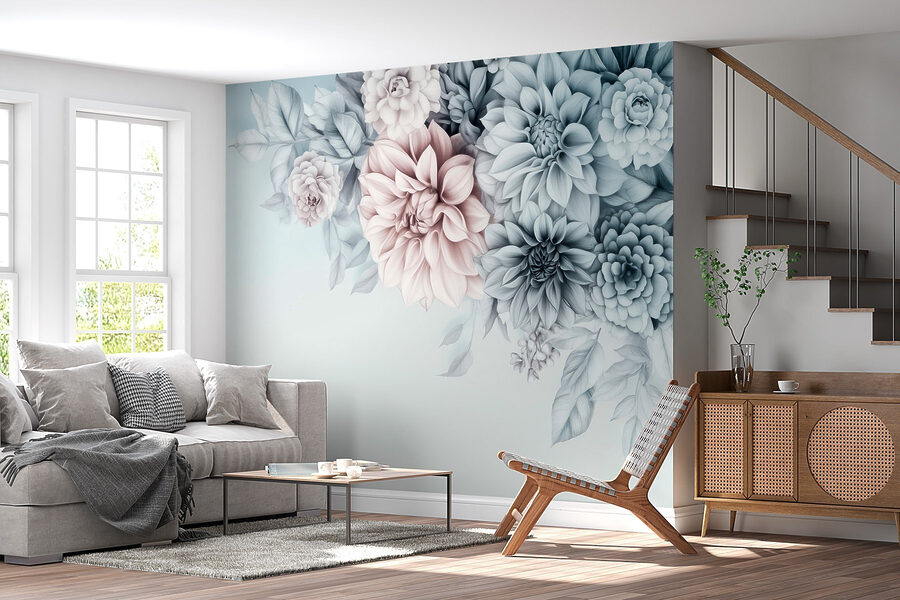 Groupe de fleurs avec feuilles