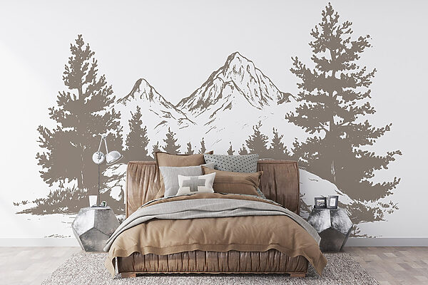 Chaîne de montagnes avec arbres et rochers Chaîne de montagnes avec arbres et rochers