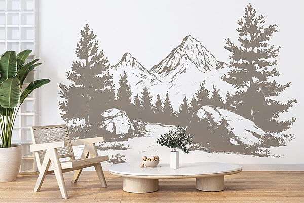 Chaîne de montagnes avec arbres et rochers Chaîne de montagnes avec arbres et rochers