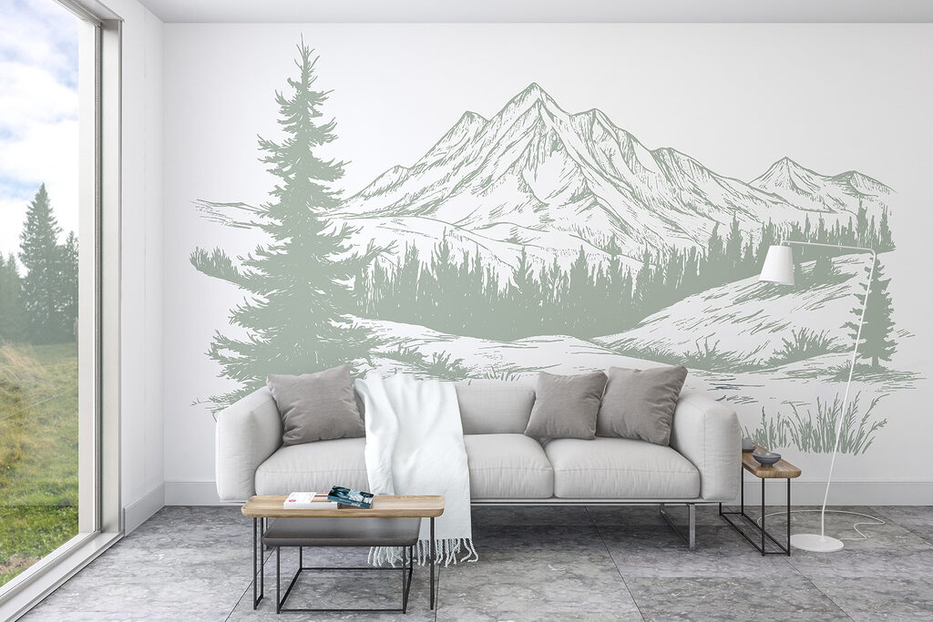 Drawing of a mountain range