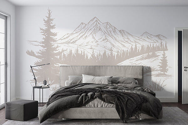 Drawing of a mountain range Drawing of a mountain range