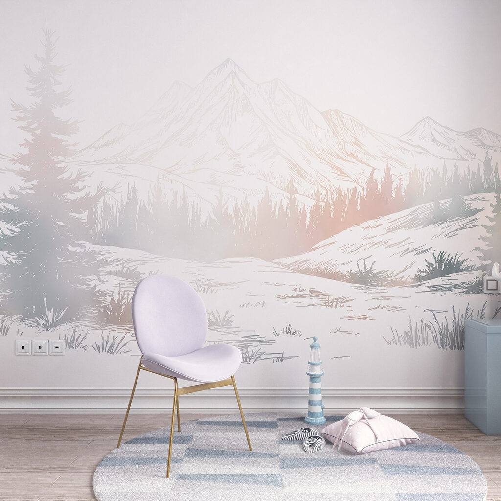 Landscape with trees and mountains