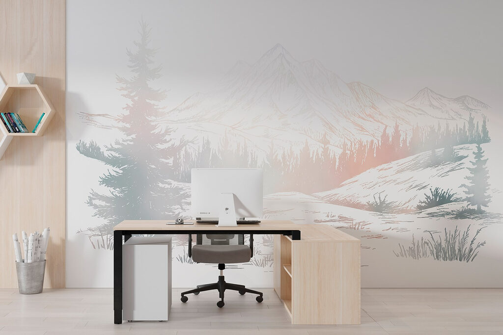 Landscape with trees and mountains