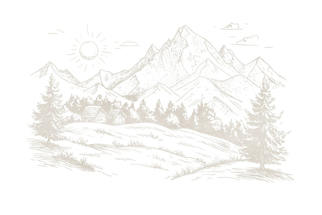 Dessin d'un paysage avec des montagnes et des arbres Dessin d'un paysage avec des montagnes et des arbres