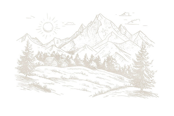 Dessin d'un paysage avec des montagnes et des arbres Dessin d'un paysage avec des montagnes et des arbres