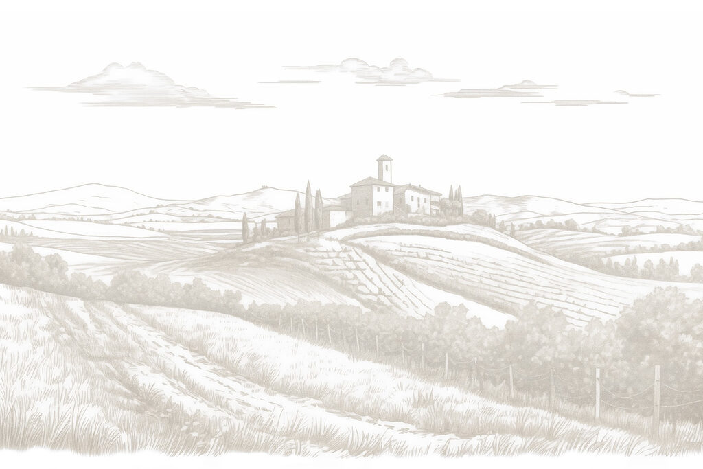 Paysage avec une maison et des champs Paysage avec une maison et des champs