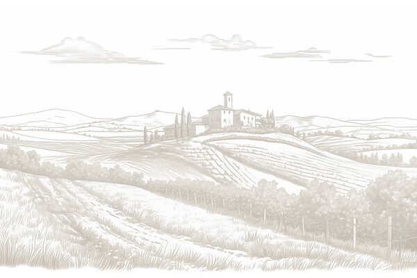 Paysage avec une maison et des champs Paysage avec une maison et des champs