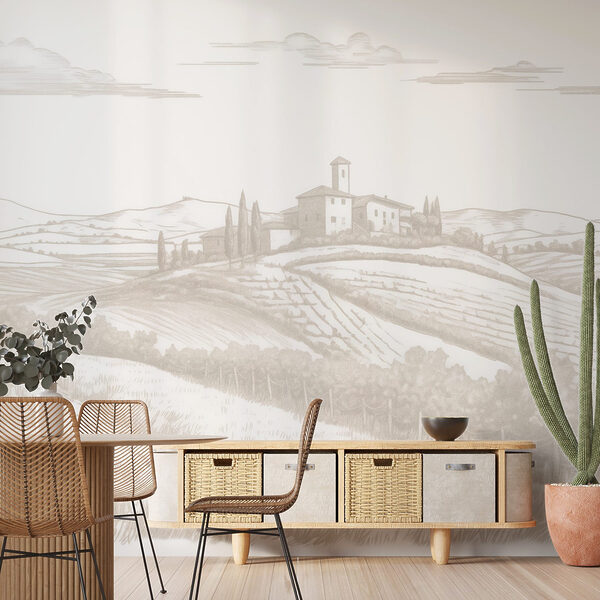 Paysage avec une maison et des champs Paysage avec une maison et des champs
