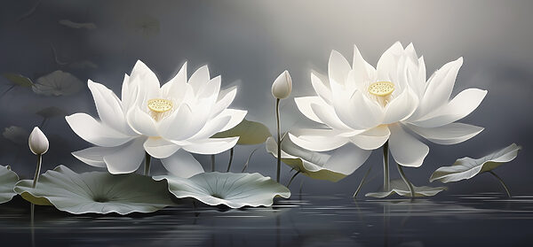Groupe de fleurs blanches dans l'eau Groupe de fleurs blanches dans l'eau