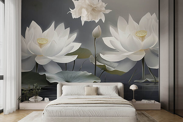 Groupe de fleurs blanches dans l'eau Groupe de fleurs blanches dans l'eau