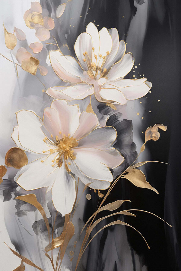Fleurs délicates sur une toile sombre Fleurs délicates sur une toile sombre