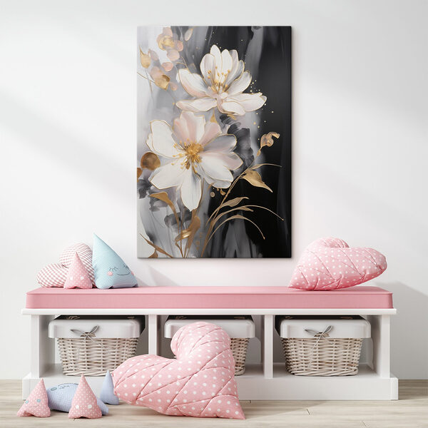 Fleurs délicates sur une toile sombre Fleurs délicates sur une toile sombre