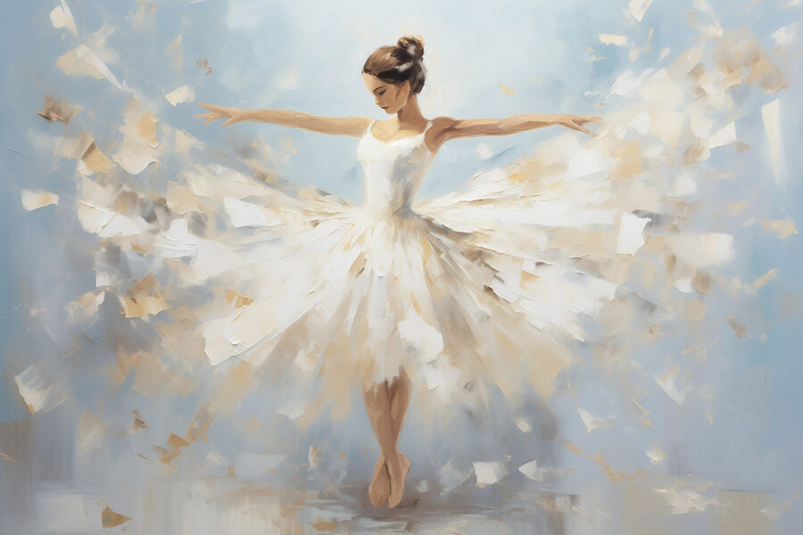 Peinture d'une femme en robe blanche Peinture d'une femme en robe blanche