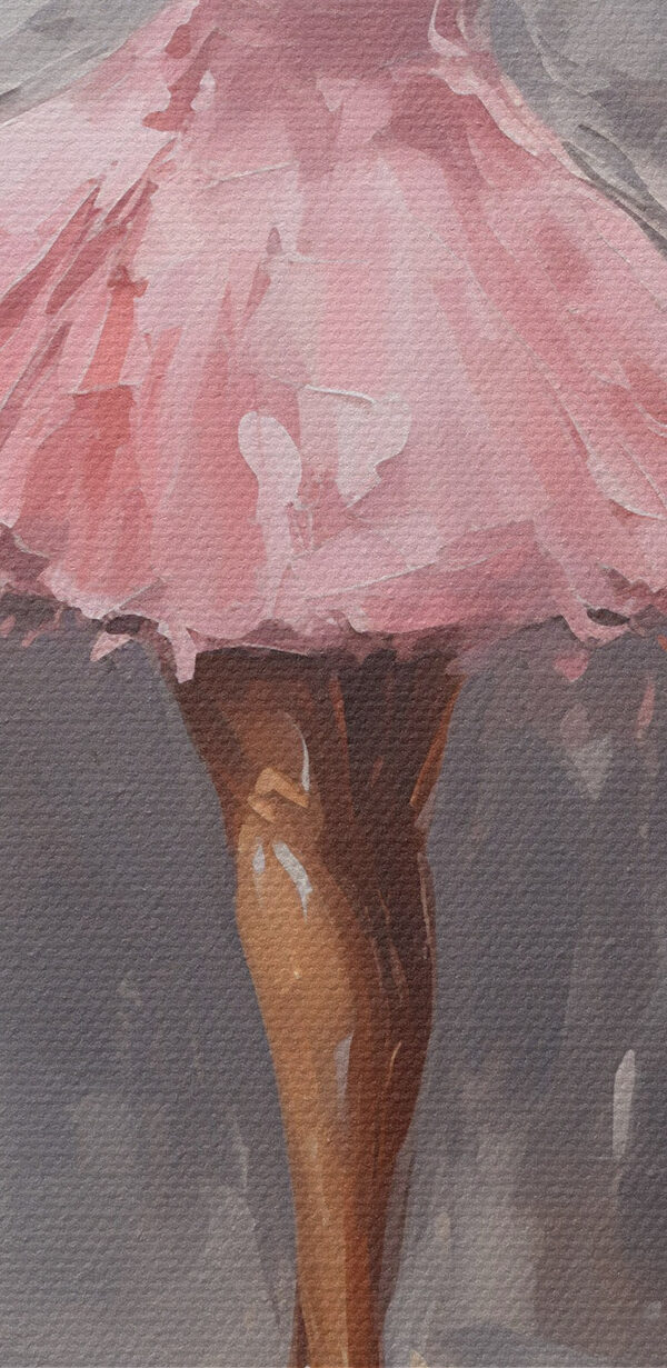 Peinture d'une fille en robe rose dansant sous la pluie Peinture d'une fille en robe rose dansant sous la pluie