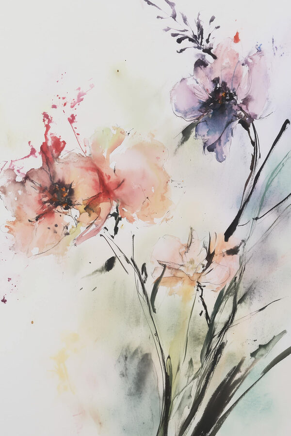 Peinture de fleurs sur une surface blanche Peinture de fleurs sur une surface blanche