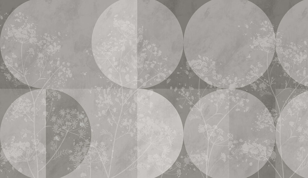 Fond gris et blanc avec des cercles et des fleurs Fond gris et blanc avec des cercles et des fleurs