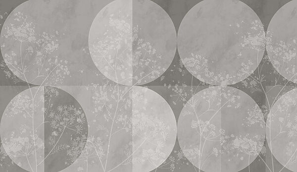 Fond gris et blanc avec des cercles et des fleurs Fond gris et blanc avec des cercles et des fleurs