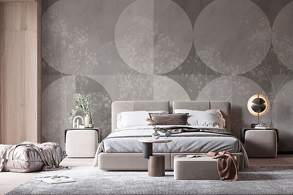Fond gris et blanc avec des cercles et des fleurs Fond gris et blanc avec des cercles et des fleurs