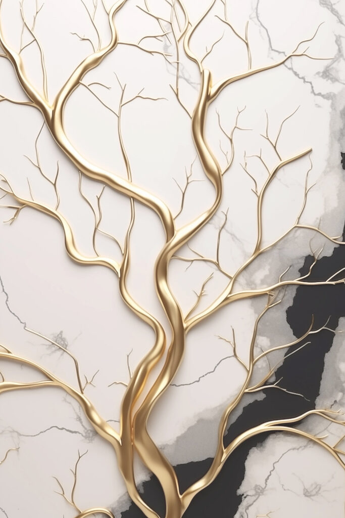 Elegant tree branches on marble backdrop Elegant tree branches on marble backdrop