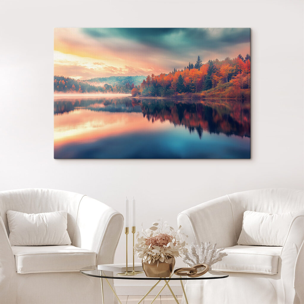 Lake with trees and clouds in the sky Lake with trees and clouds in the sky