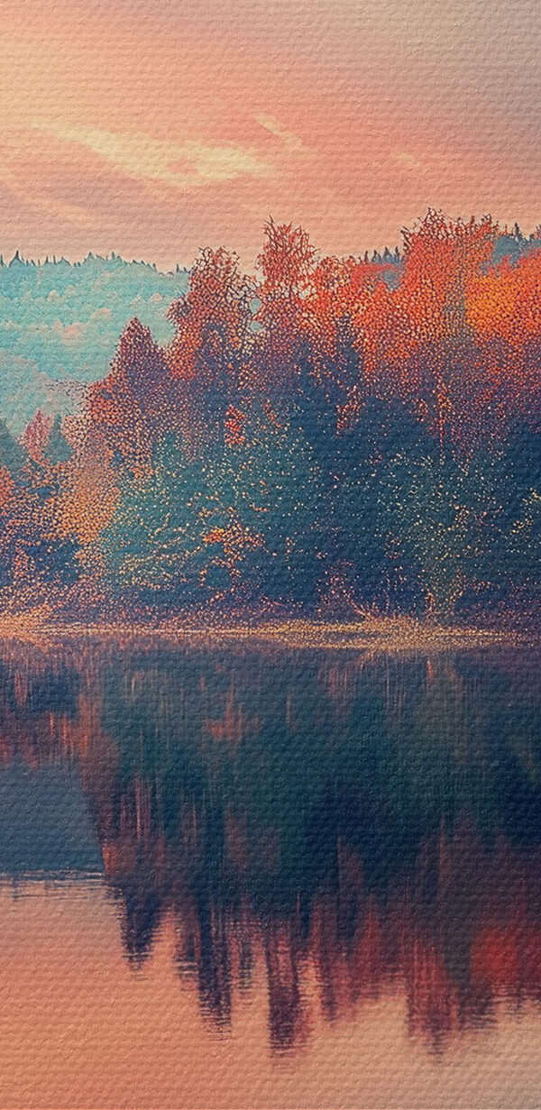 Lac avec des arbres et des nuages dans le ciel Lac avec des arbres et des nuages dans le ciel