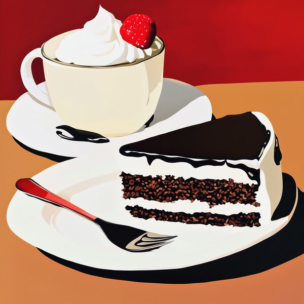 Une part de gâteau et une tasse de café Une part de gâteau et une tasse de café