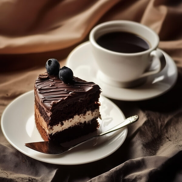 Une part de gâteau et une tasse de café Une part de gâteau et une tasse de café