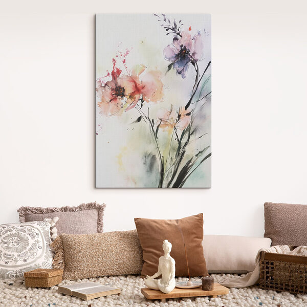 Peinture de fleurs sur une surface blanche Peinture de fleurs sur une surface blanche