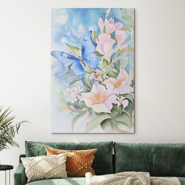 Peinture d'un papillon sur des fleurs Peinture d'un papillon sur des fleurs