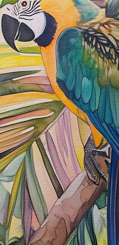 Colorful bird on a tree branch