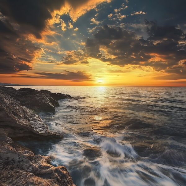 Coucher de soleil sur une étendue d'eau Coucher de soleil sur une étendue d'eau