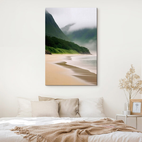 Plage avec arbres et montagnes Plage avec arbres et montagnes