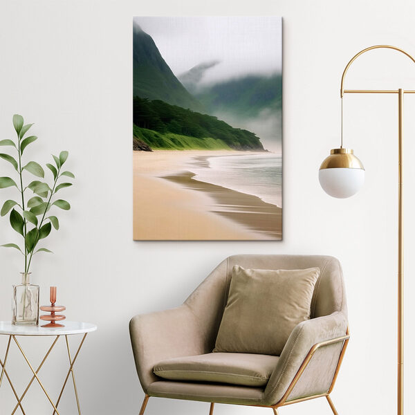Plage avec arbres et montagnes Plage avec arbres et montagnes