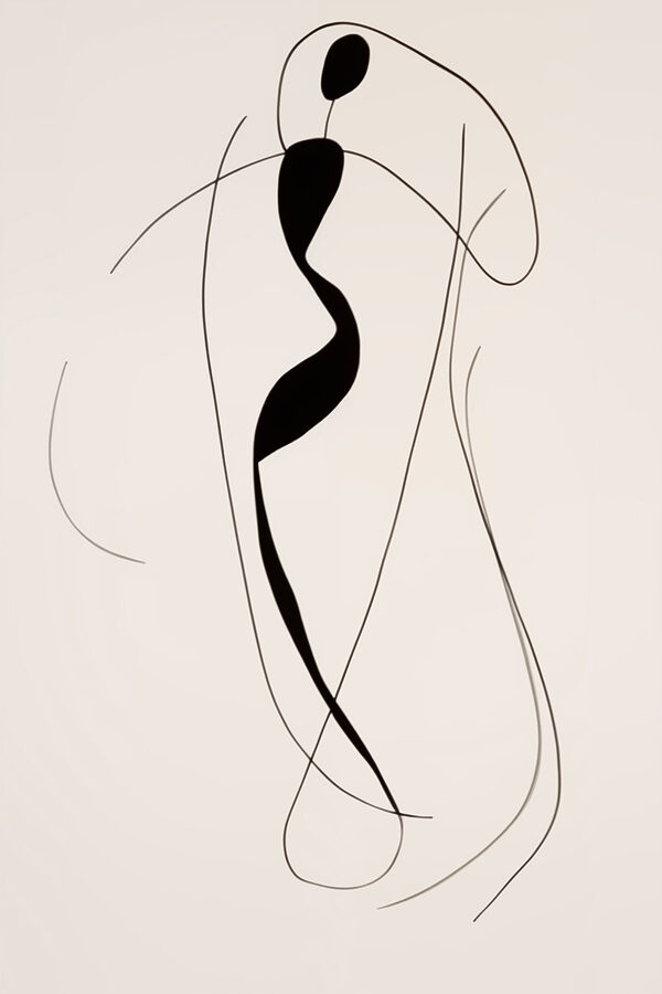 Dessin en noir et blanc d'une femme Dessin en noir et blanc d'une femme