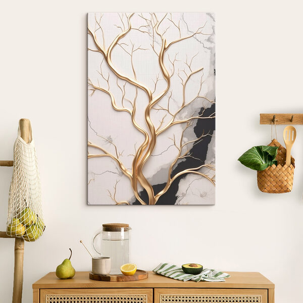 Canvas prints Elegant tree branches on marble backdrop Canvas prints Elegant tree branches on marble backdrop
