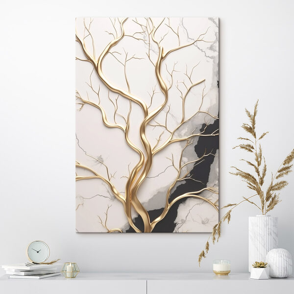 Canvas prints Elegant tree branches on marble backdrop Canvas prints Elegant tree branches on marble backdrop