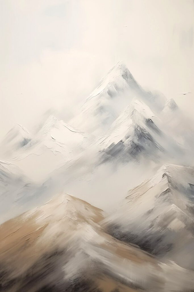 Painting of mountains with snow Painting of mountains with snow